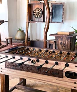 table soccer and dart playing in Zatiny restaurant