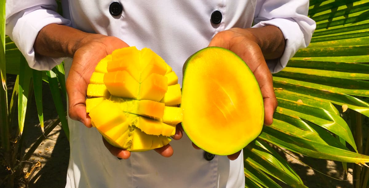 chef with mango