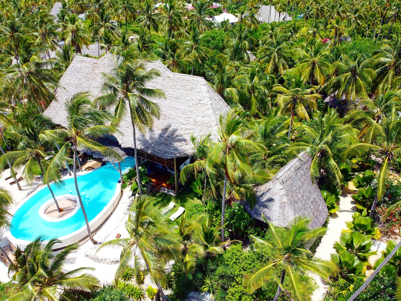 Aerial view of Asili House private villa and pool at Hotel Matlai
