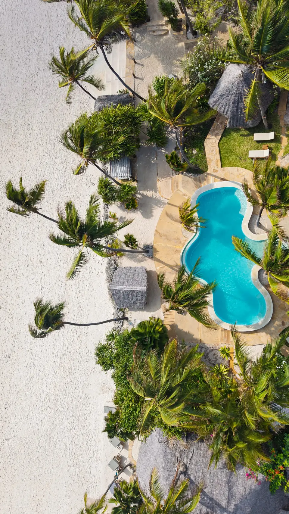 Villa Kidosho Strand & Pool – Drohnenaufnahme Sansibar