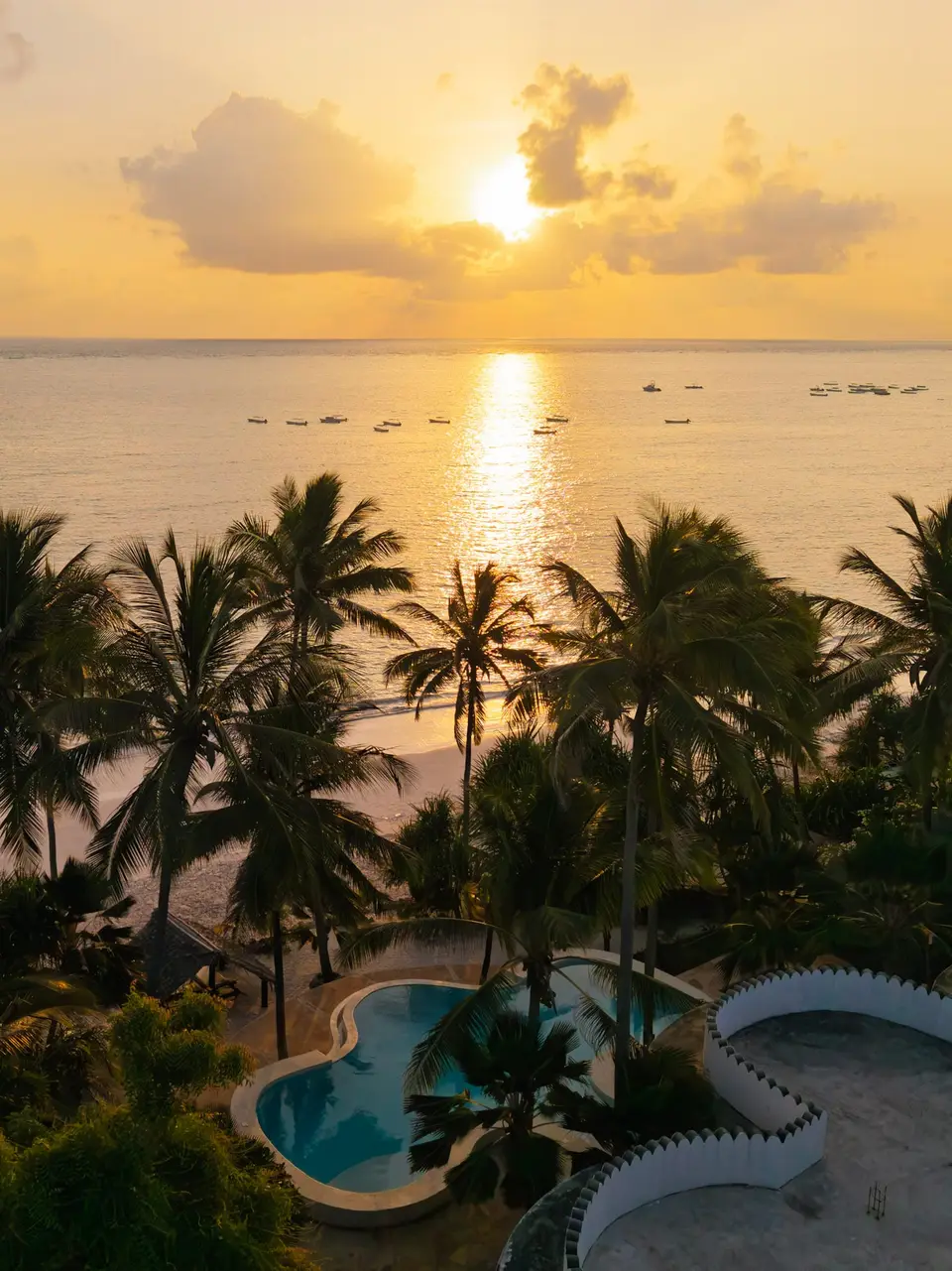 Villa Kidosho Sonnenaufgang-Drohnenaufnahme – Boutique Hotel Matlai Sansibar