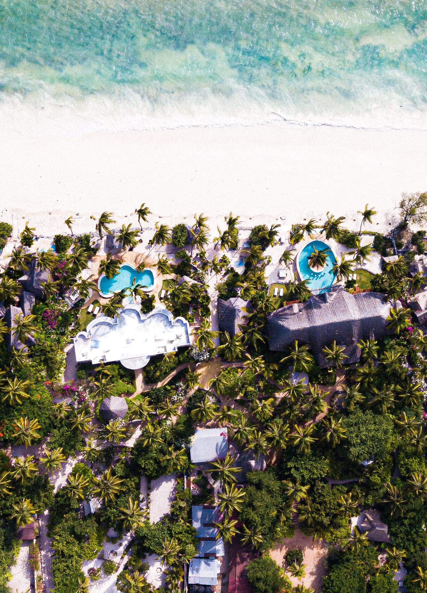 Both Matlai villas and the beachfront garden seen from above